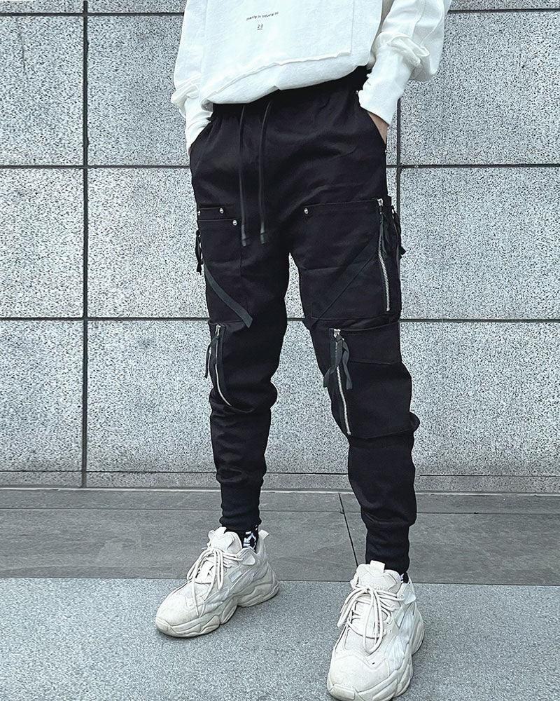 Techwear Black Slim Cargo Jogger Pants - Image 5