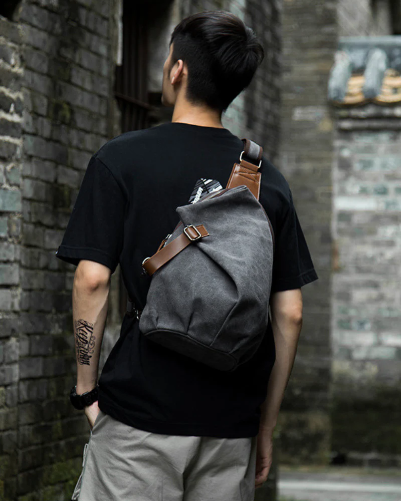 Techwear Canvas Sling Backpack - Image 9
