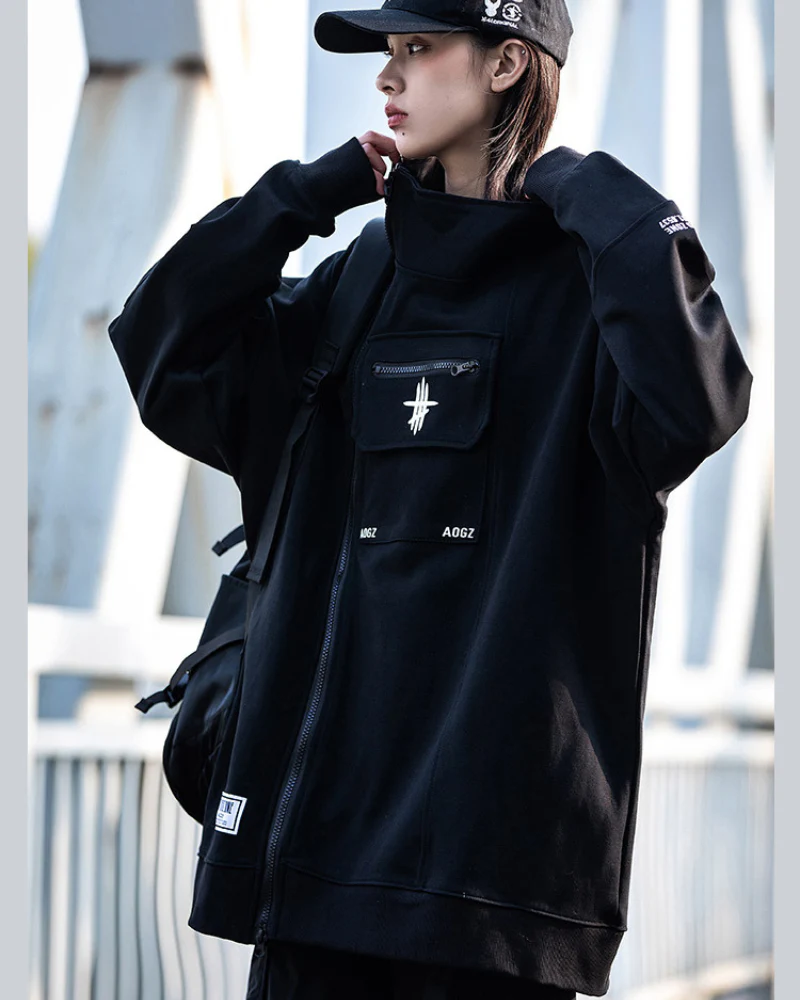 Techwear Cardigan Unisex Zip Up Hoodie - Image 9