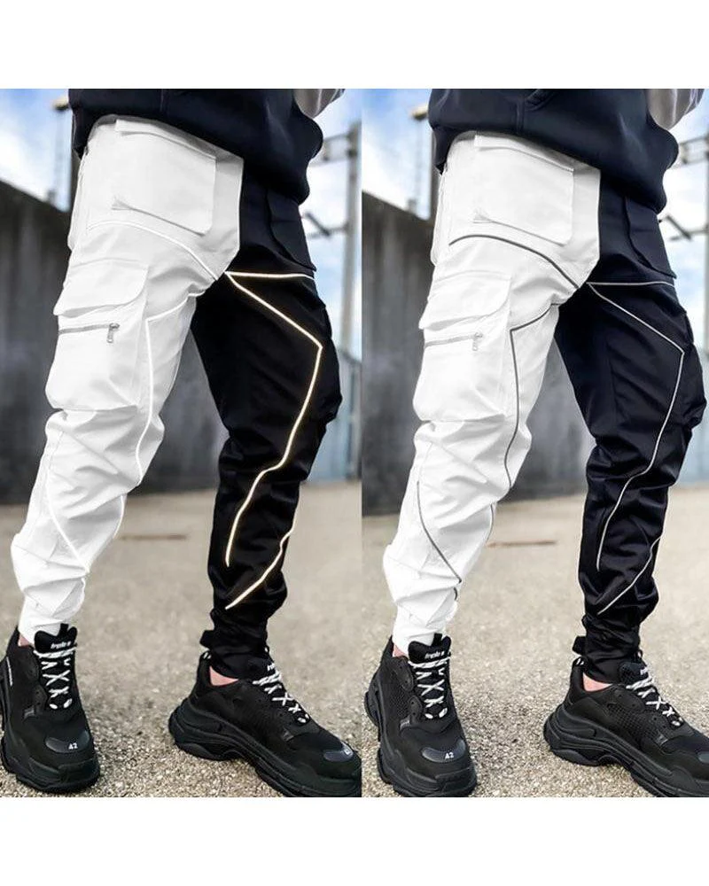 Techwear Combat Reflective Black Cargo Pants - Image 5