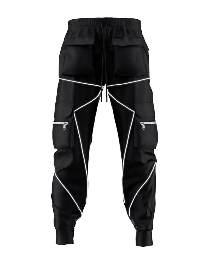 Techwear Combat Reflective Black Cargo Pants - Image 6