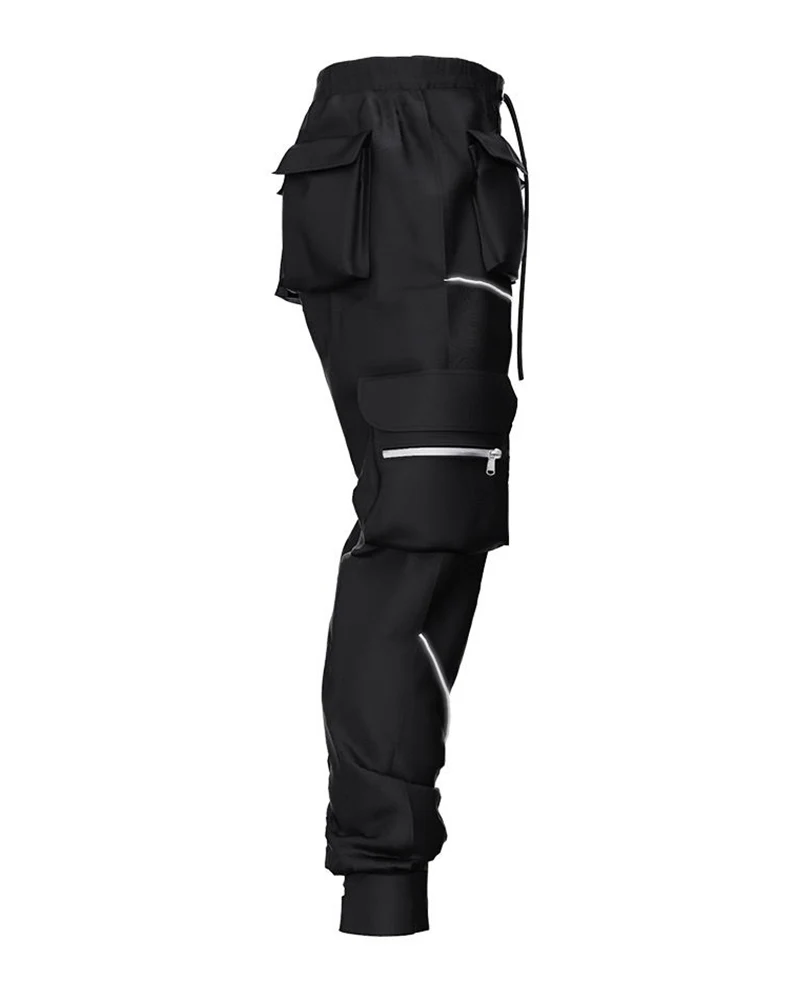 Techwear Combat Reflective Black Cargo Pants - Image 7