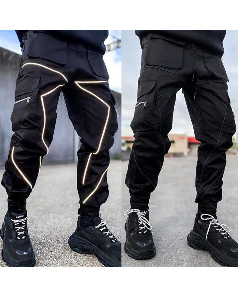 Techwear Combat Reflective Black Cargo Pants - Image 9