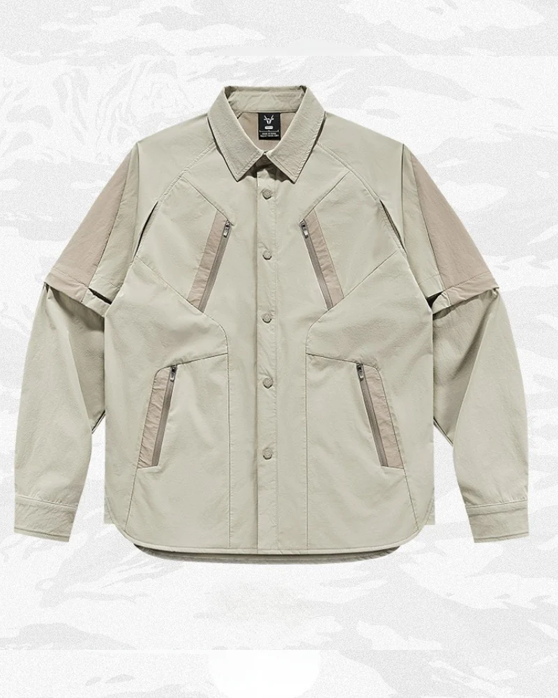 Techwear Contrast-Paneled Detachable Long-Sleeve Shirt - Image 5