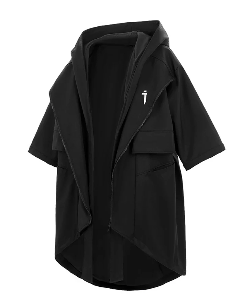 Techwear Fake Two-piece Mid-sleeve Unisex Coat - Image 2