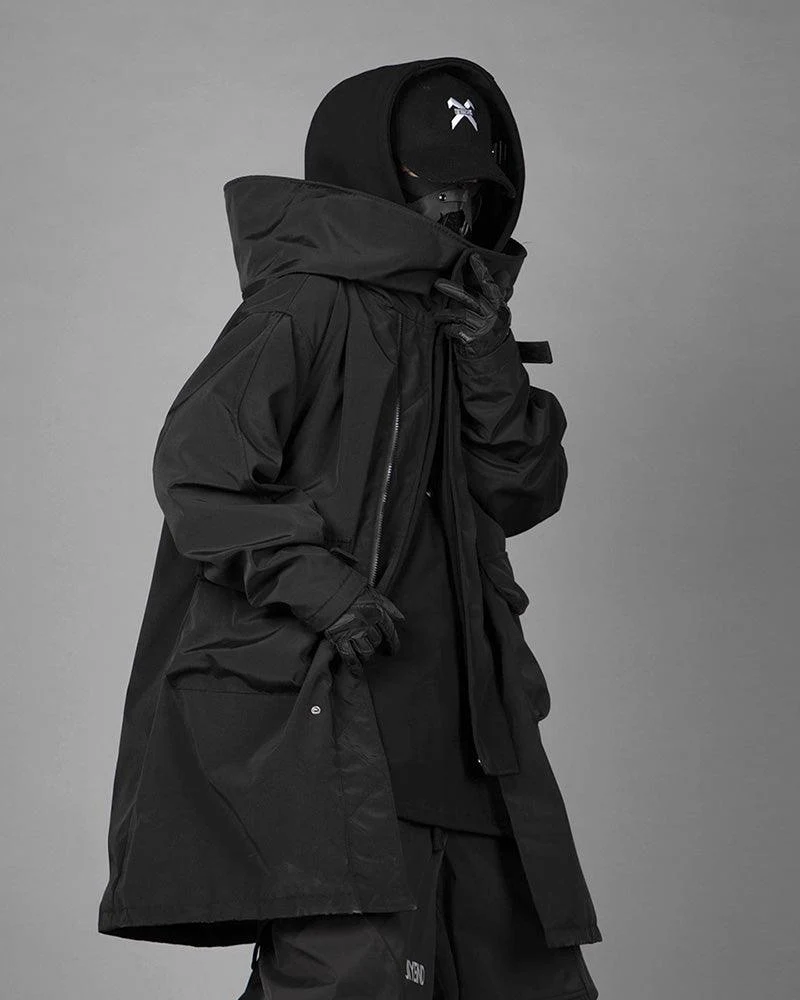 Techwear Fake Two-piece Utility Long Coat - Image 2