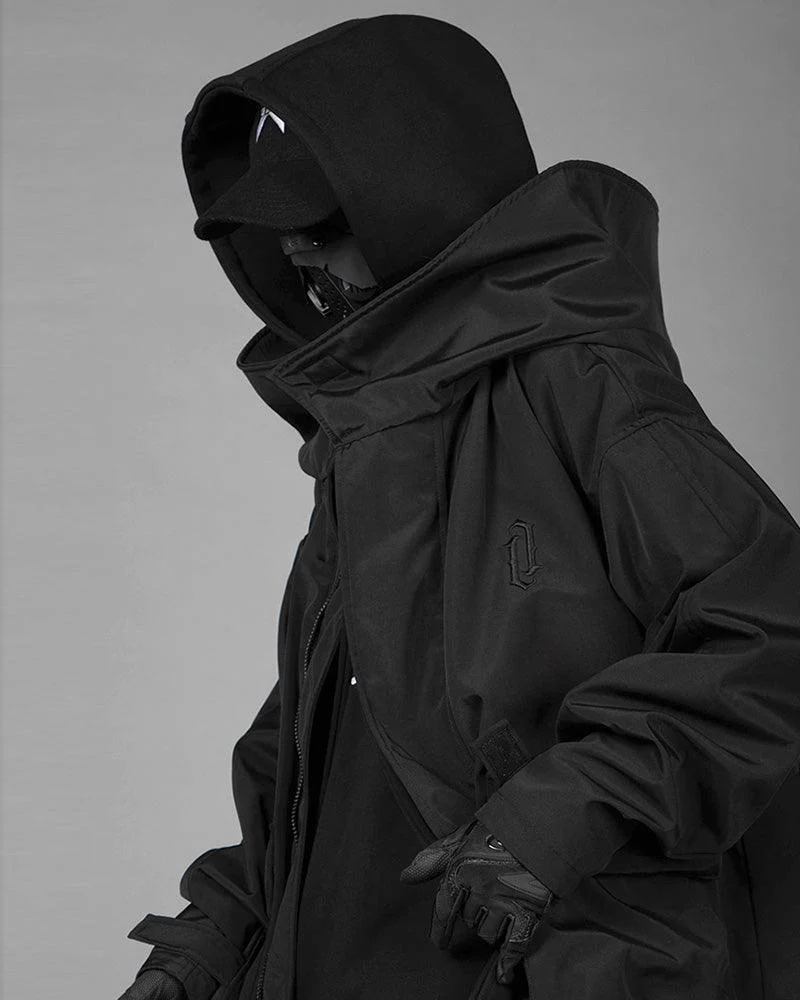 Techwear Fake Two-piece Utility Long Coat - Image 4