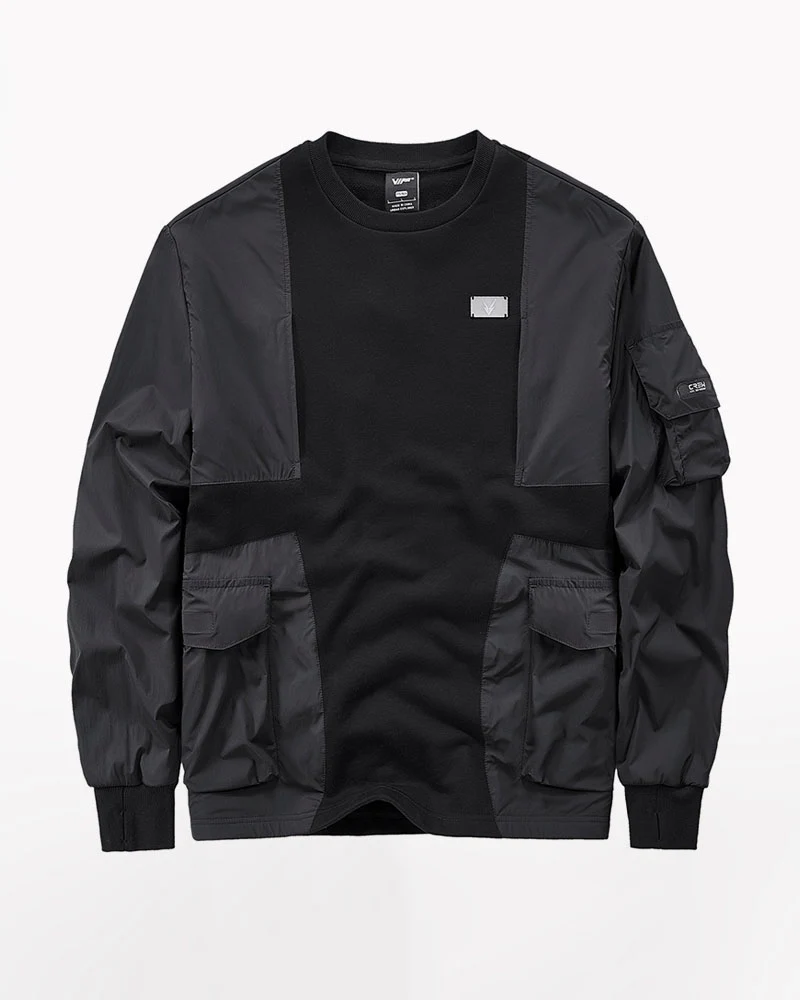 Techwear Functional Patchwork Pullover Sweatshirt