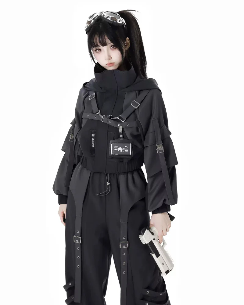 Techwear Girl Jacket And Skirt Cargo Pants Set(Sold Separately) - Image 3
