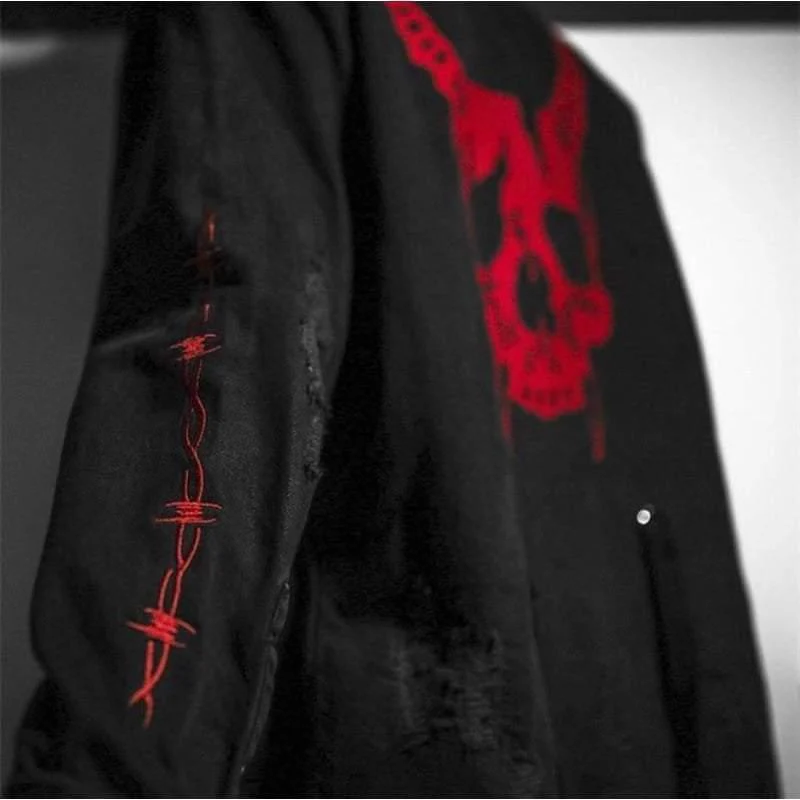 Techwear Harajuku Horns Denim Jacket - Image 8