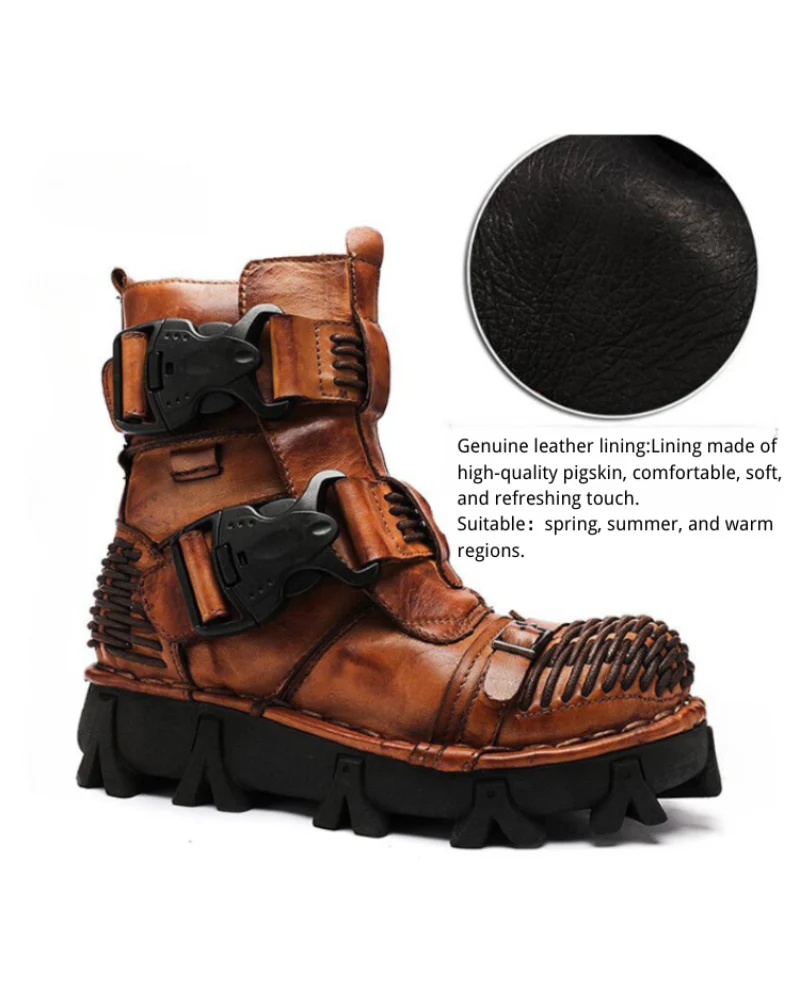 Techwear Harley Unisex Buckle Motorcycle Boots - Image 13
