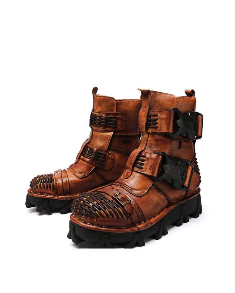 Techwear Harley Unisex Buckle Motorcycle Boots - Image 17