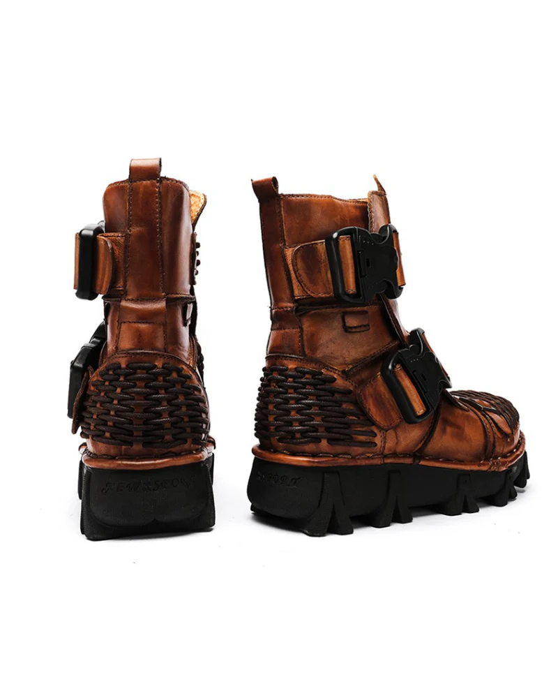 Techwear Harley Unisex Buckle Motorcycle Boots - Image 18