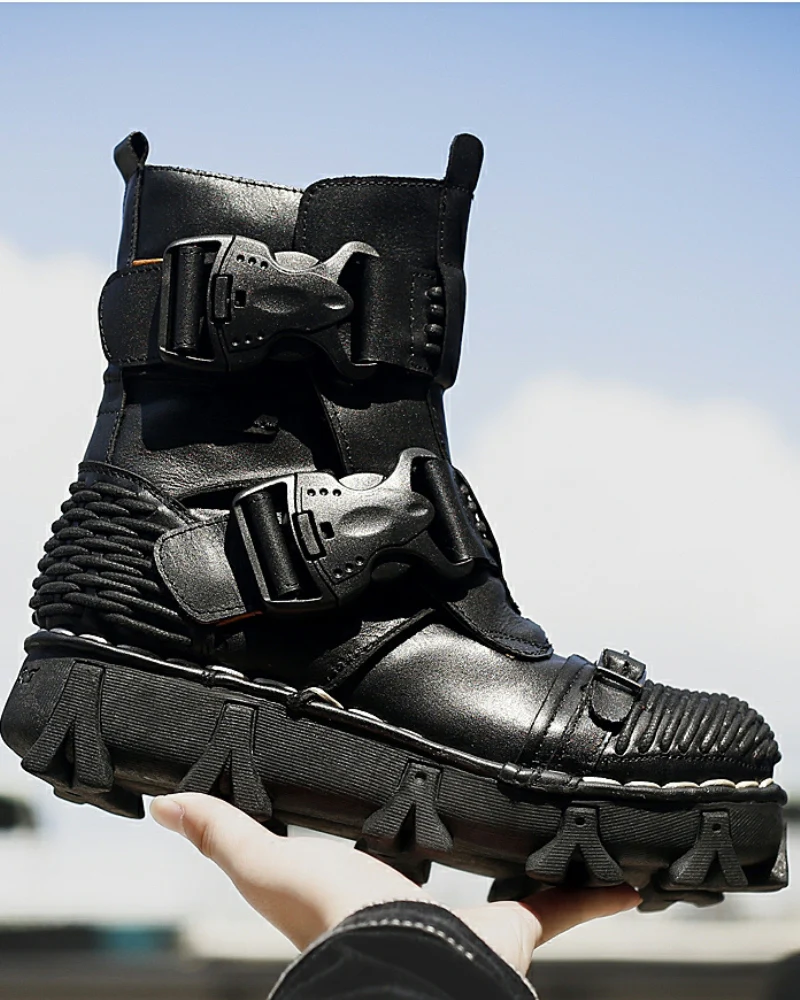 Techwear Harley Unisex Buckle Motorcycle Boots - Image 4