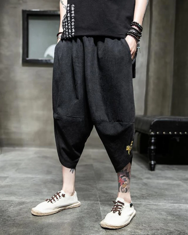 Techwear Japanese Crop Hakama Pants - Image 3