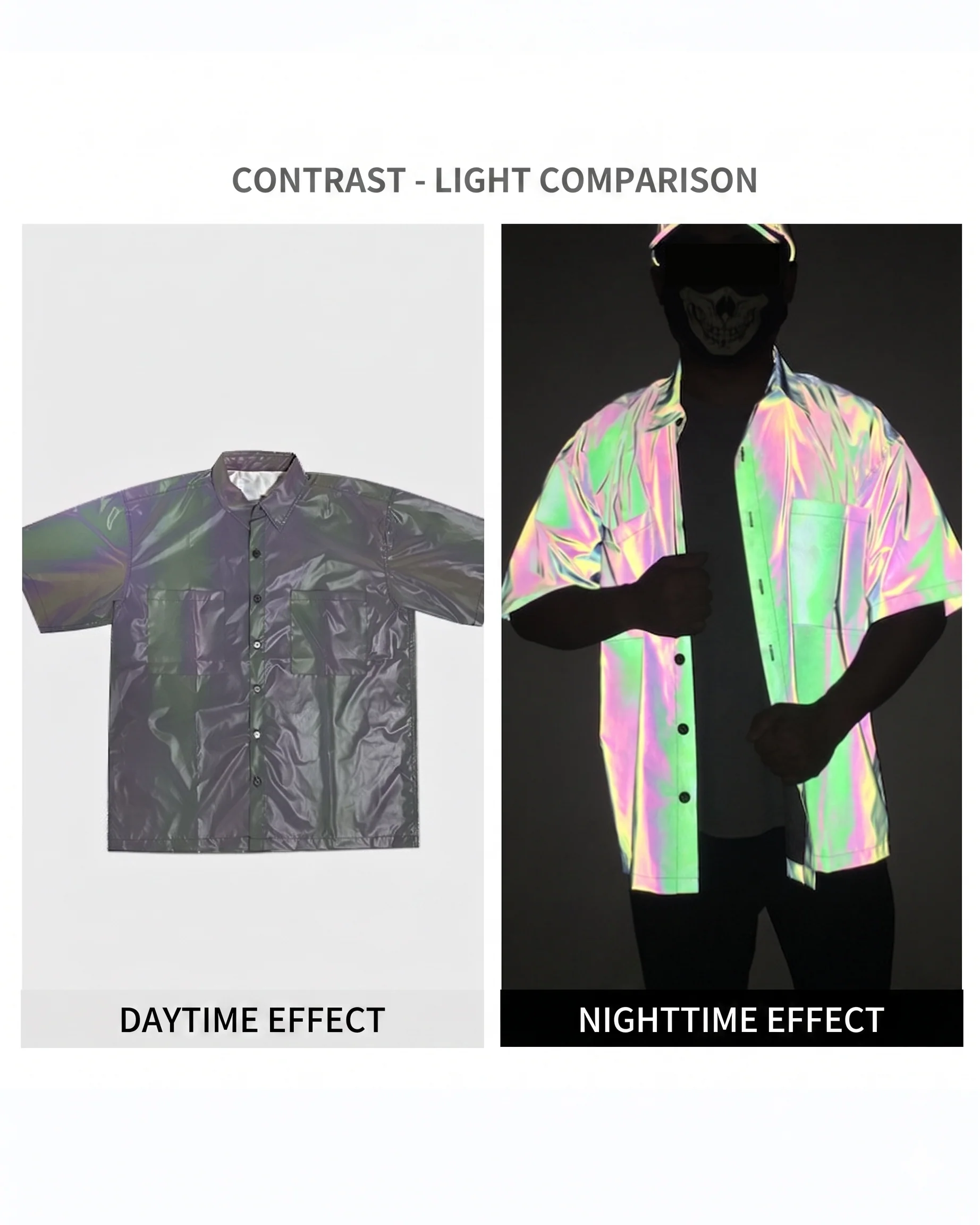 Techwear Men's Hip Hop Reflective Short-Sleeve Shirt - Image 3
