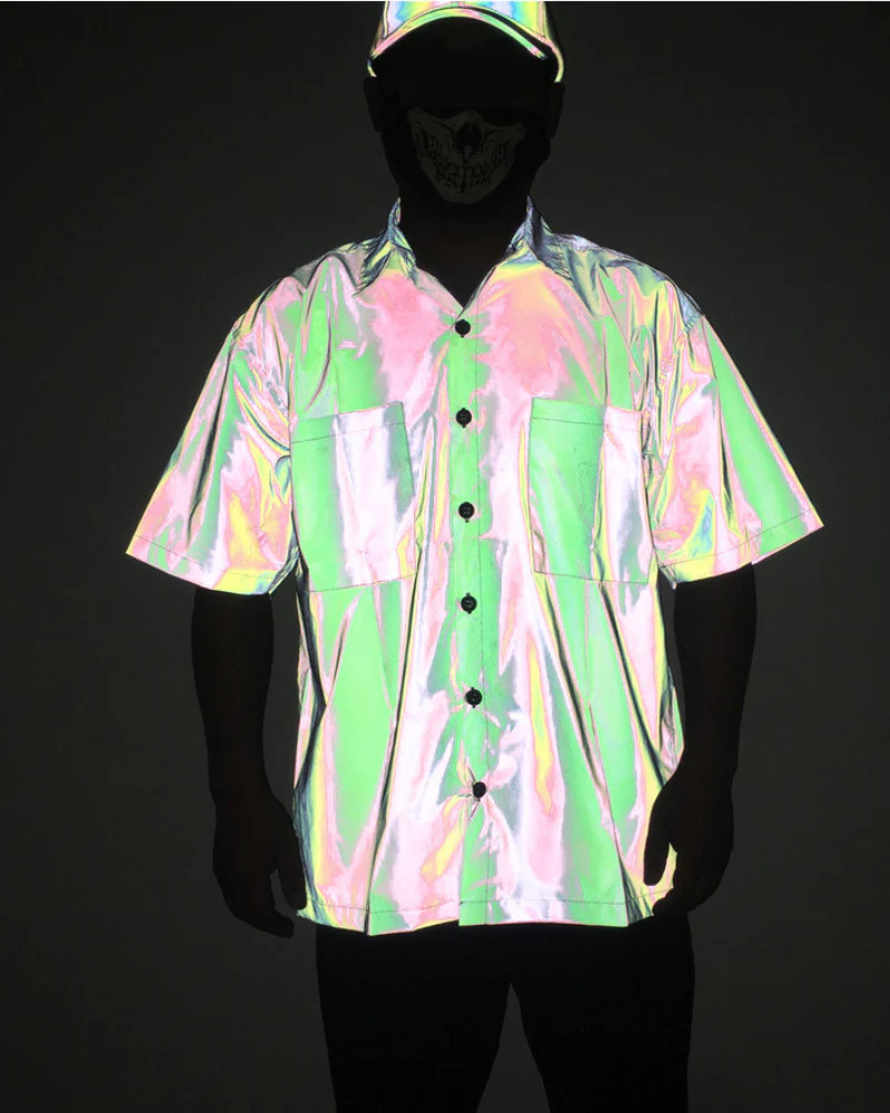 Techwear Men's Hip Hop Reflective Short-Sleeve Shirt - Image 4