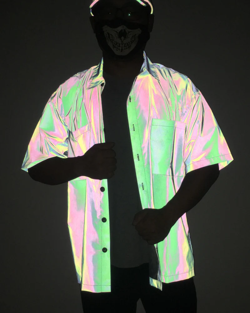 Techwear Men's Hip Hop Reflective Short-Sleeve Shirt - Image 5