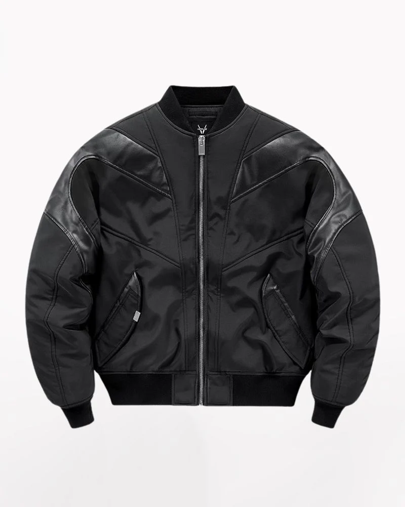 Techwear PU Patchwork Warm Bomber Jacket