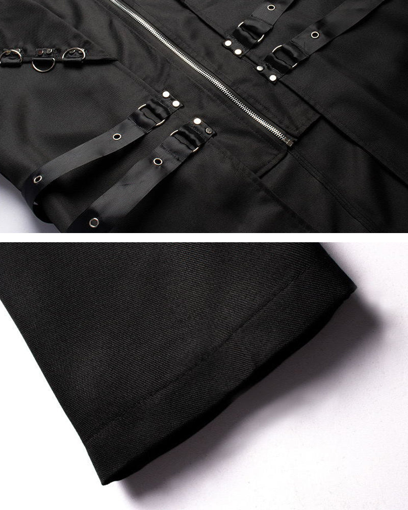Techwear Punk Ribbons Unisex Long Coat - Image 6