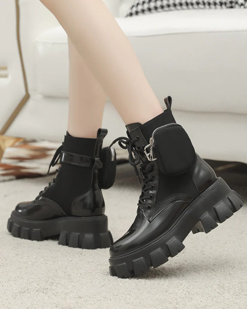Techwear Side Pockets Leather Boots - Image 3