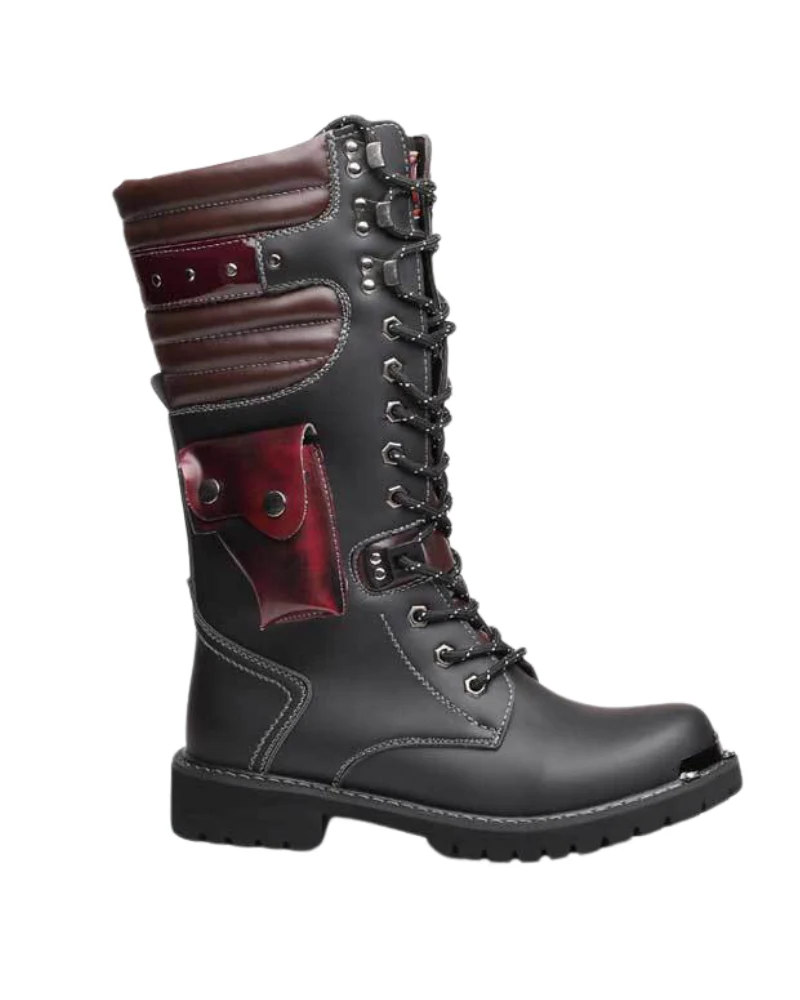 Techwear Unisex Motorcycle Black Knee High Boots - Image 8