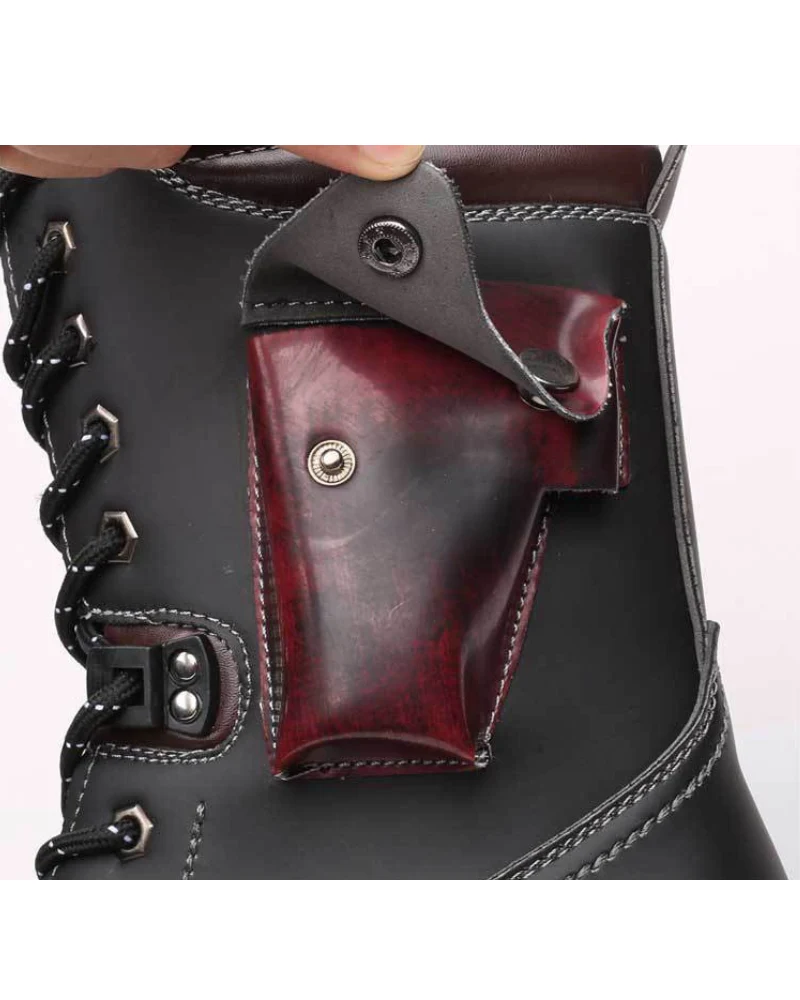 Techwear Unisex Motorcycle Black Knee High Boots - Image 9