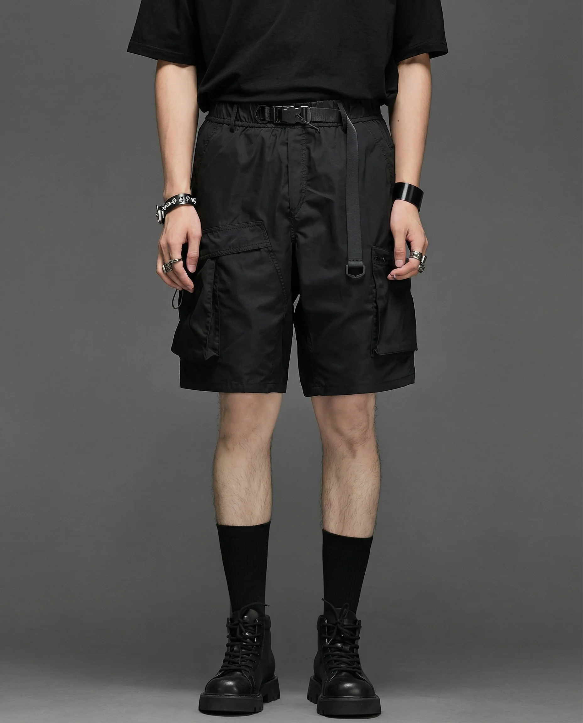 Techwear Water-Repellent Belted Cargo Shorts - Image 4