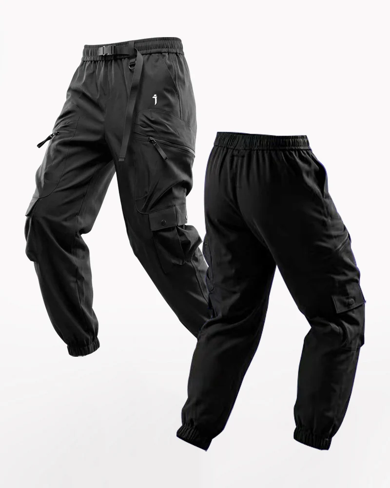 Unisex Black Samurai Multi-Pocket Cargo Pants - Image 7