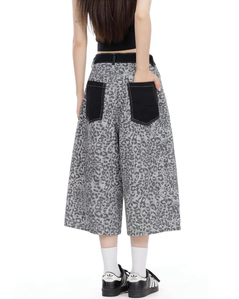 Unisex Vintage Distressed Leopard Baggy Jorts - Image 3
