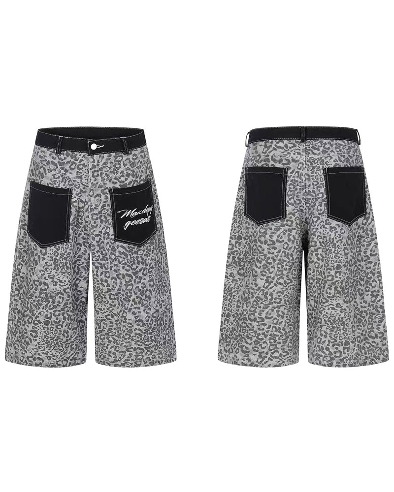 Unisex Vintage Distressed Leopard Baggy Jorts - Image 7