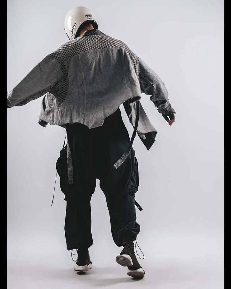 Wasteland Color-Block Loose Cotton Kimono Jacket - Image 10