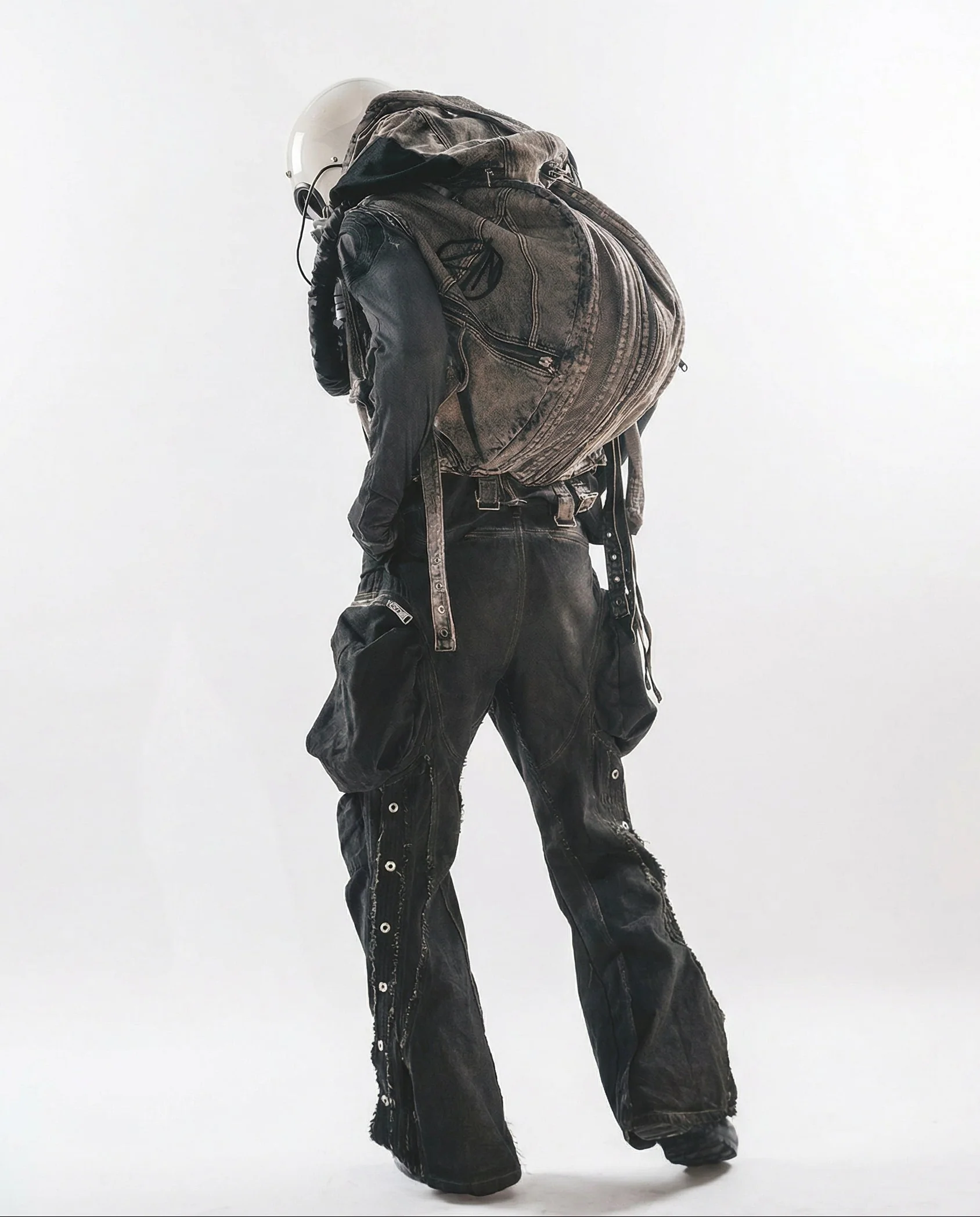 Wasteland Streetwear Distressed Cotton Wide Leg Cargo Pants - Image 10