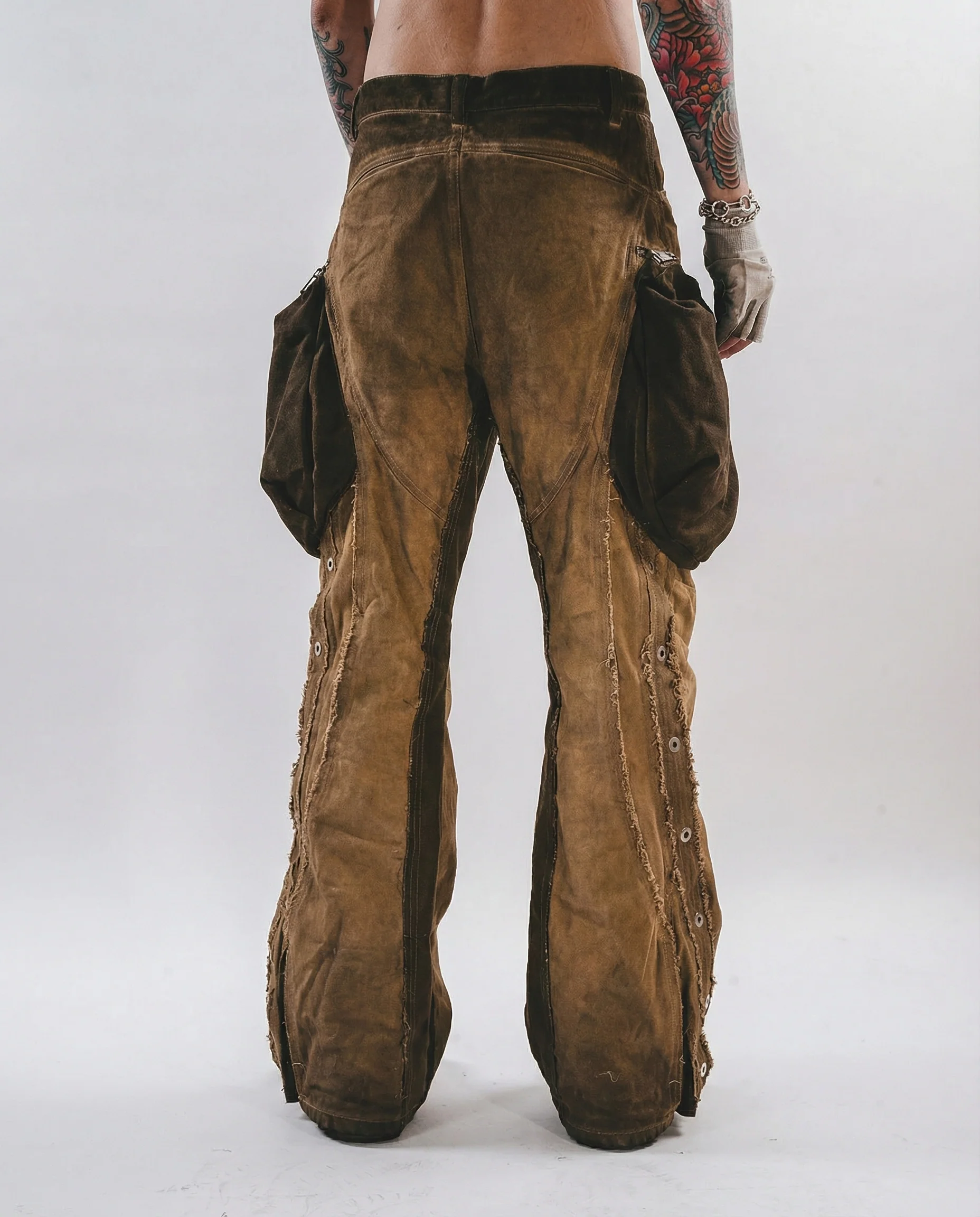 Wasteland Streetwear Distressed Cotton Wide Leg Cargo Pants - Image 13