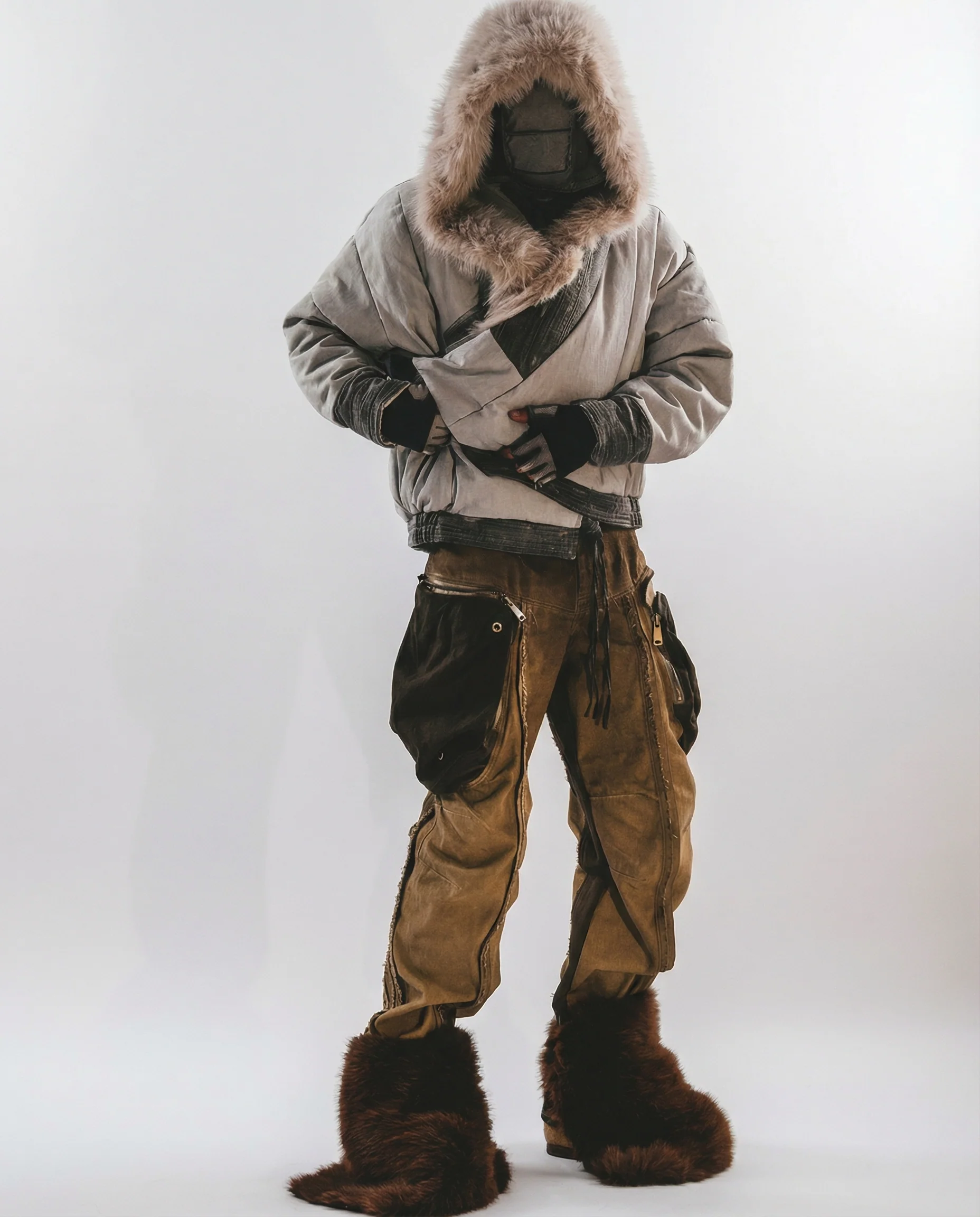 Wasteland Streetwear Distressed Cotton Wide Leg Cargo Pants - Image 14
