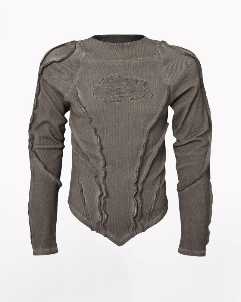 Wasteland Streetwear Wash Ribbed Long‐Sleeve Sweatshirt - Image 3
