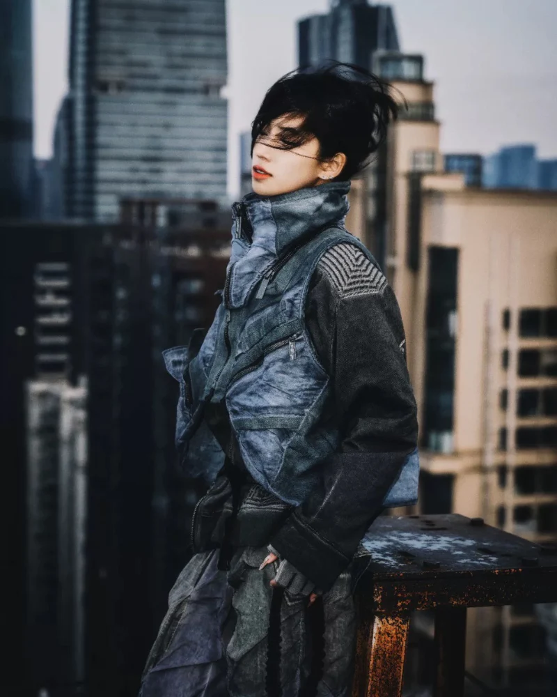 Wasteland Style Asymmetrical 3D Bag Detachable Vest - Image 15