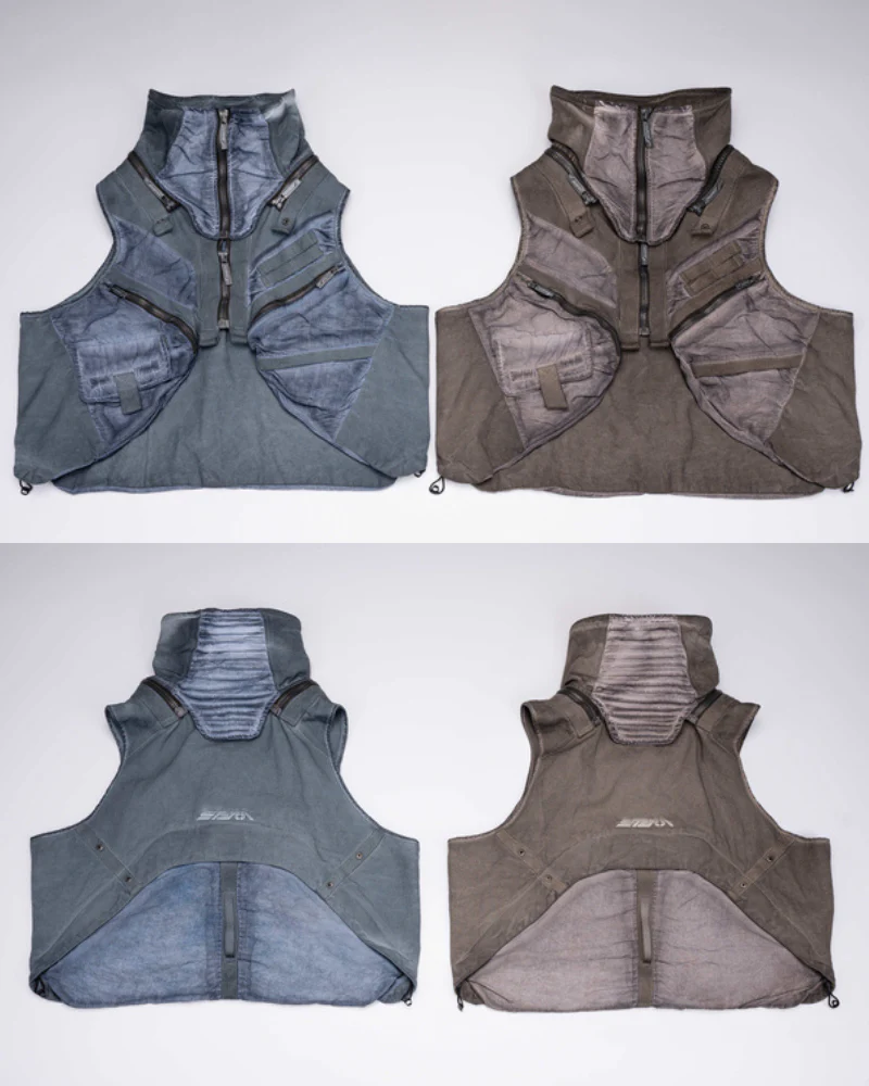 Wasteland Style Asymmetrical 3D Bag Detachable Vest - Image 16