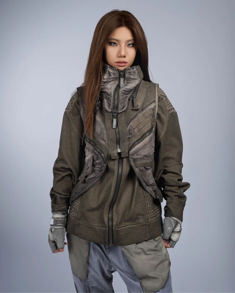 Wasteland Style Asymmetrical 3D Bag Detachable Vest - Image 9
