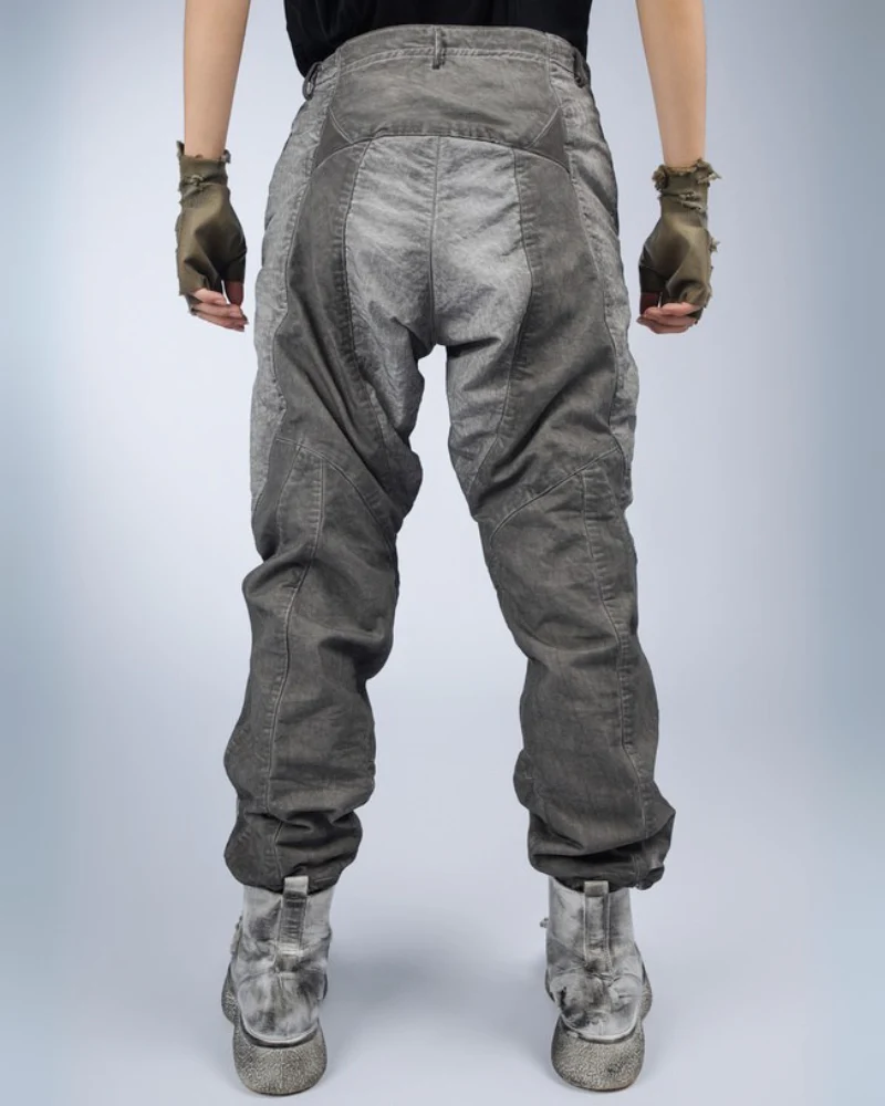 Wasteland Wear Distressed Washed Patchwork Slim Cargo Pants - Image 5