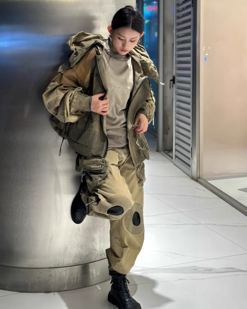 Wasteland Wear Functional Bat Sleeve Washed Jacket - Image 17