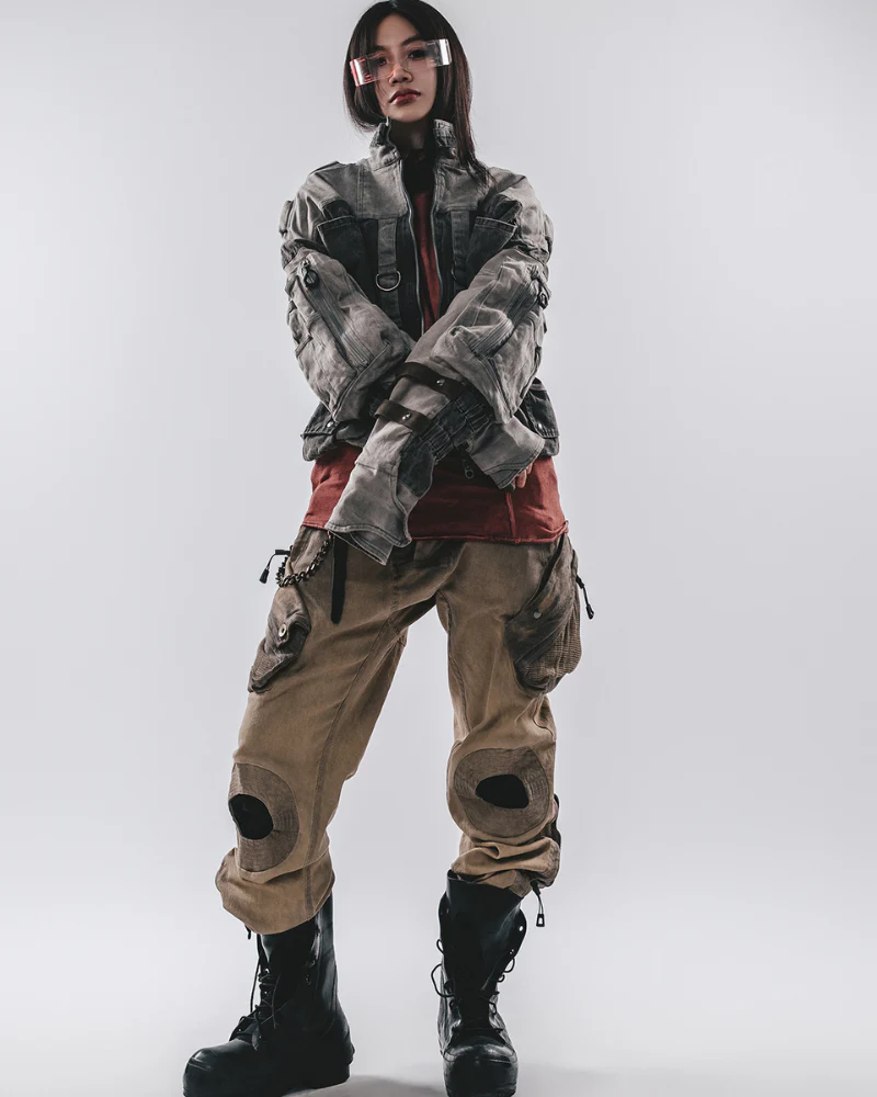 Wasteland Wear Mech Multi-Pocket Washed Distressed Casual Pants - Image 15
