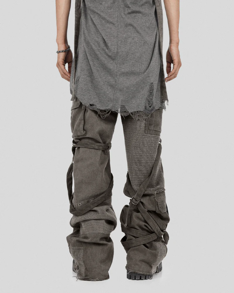 Wasteland Wear Straps Patchwork Cargo Y2K Pants - Image 4