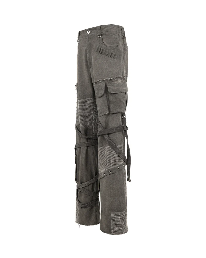 Wasteland Wear Straps Patchwork Cargo Y2K Pants - Image 7