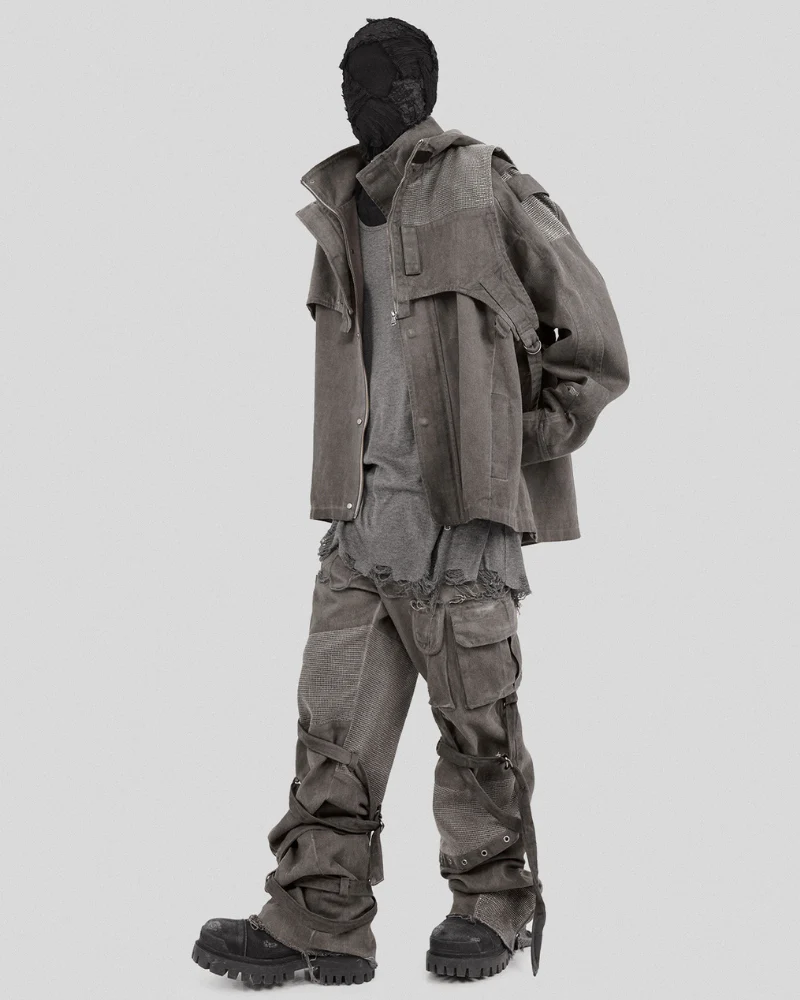 Wasteland Wear Straps Patchwork Cargo Y2K Pants - Image 9
