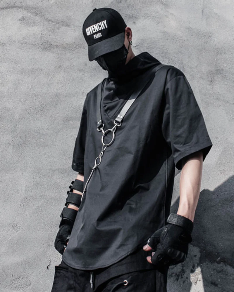 With Chain Function Japanese Techwear T-Shirt - Image 10