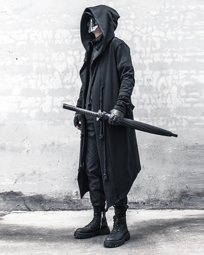 Wizard Gothic Drawstring Black Cape Coat - Image 5