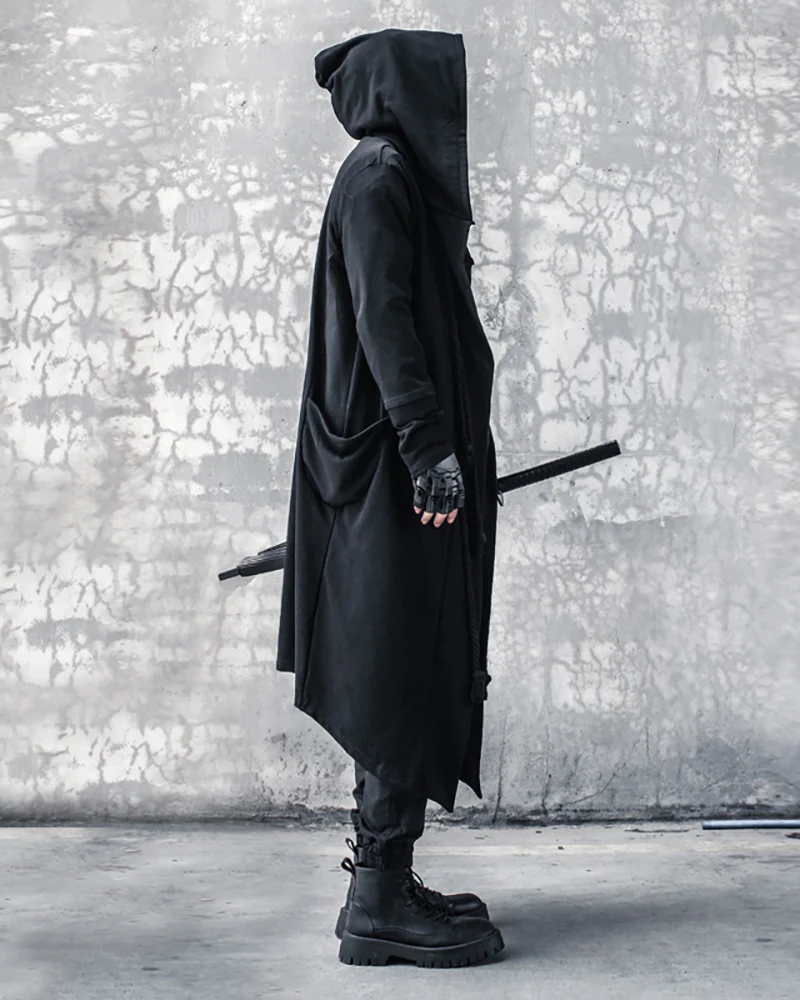 Wizard Gothic Drawstring Black Cape Coat - Image 6