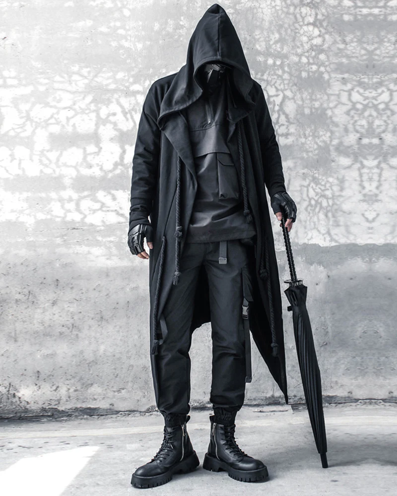 Wizard Gothic Drawstring Black Cape Coat - Image 7