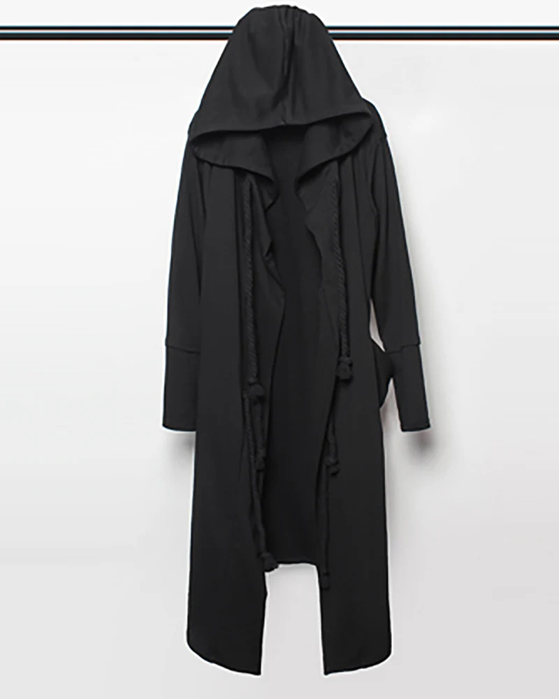 Wizard Gothic Drawstring Black Cape Coat - Image 9
